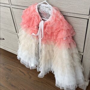 NWOT Girls reversible Ruffled cape